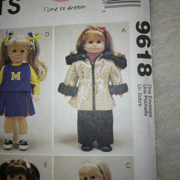 MCCALL'S 9618 Wardrobe 18 inch doll, Gotz doll, American Girl Doll - Picture 2 of 5